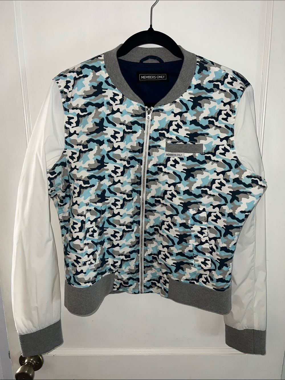 Y2K Members Only Camouflage Baseball Jacket  Sz Small
